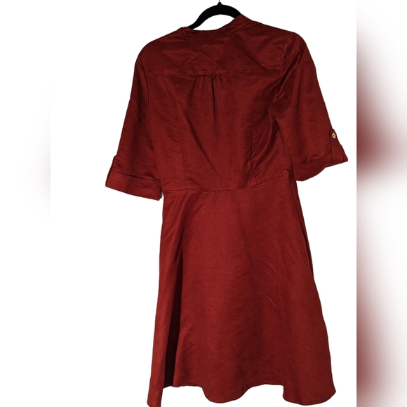 Sharagano red suede-feel A-line dress, size 6 - Picture 3 of 5
